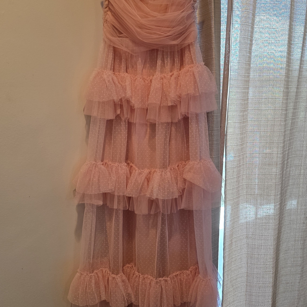 Lulu's Pink Ruffled Tiered Gown for Weddings